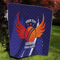 Custom Lucknow India Cricket Quilt Go Champions