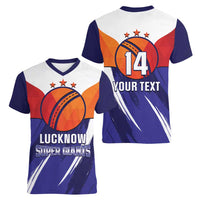 Custom Lucknow India Cricket Women V-Neck T-Shirt Go Champions