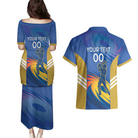 Custom Mumbai India Cricket Couples Matching Puletasi and Hawaiian Shirt Go Champions