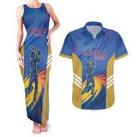 Custom Mumbai India Cricket Couples Matching Tank Maxi Dress and Hawaiian Shirt Go Champions