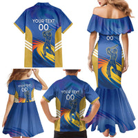 Custom Mumbai India Cricket Family Matching Mermaid Dress and Hawaiian Shirt Go Champions