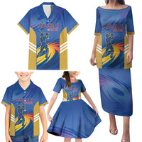 Custom Mumbai India Cricket Family Matching Puletasi and Hawaiian Shirt Go Champions