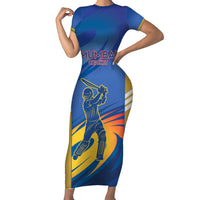 Custom Mumbai India Cricket Family Matching Short Sleeve Bodycon Dress and Hawaiian Shirt Go Champions
