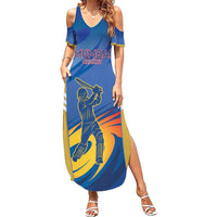 Custom Mumbai India Cricket Family Matching Summer Maxi Dress and Hawaiian Shirt Go Champions
