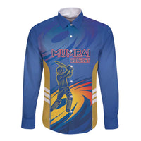 Custom Mumbai India Cricket Long Sleeve Button Shirt Go Champions