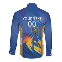 Custom Mumbai India Cricket Long Sleeve Button Shirt Go Champions