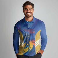 Custom Mumbai India Cricket Long Sleeve Polo Shirt Go Champions
