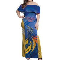 Custom Mumbai India Cricket Off Shoulder Maxi Dress Go Champions