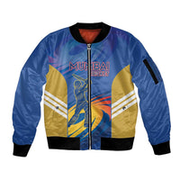 Custom Mumbai India Cricket Sleeve Zip Bomber Jacket Go Champions