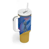 Custom Mumbai India Cricket Tumbler With Handle Go Champions