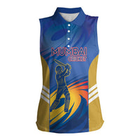 Custom Mumbai India Cricket Women Sleeveless Polo Shirt Go Champions