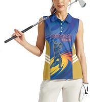 Custom Mumbai India Cricket Women Sleeveless Polo Shirt Go Champions