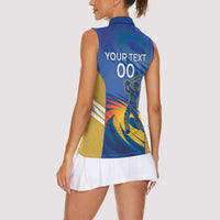 Custom Mumbai India Cricket Women Sleeveless Polo Shirt Go Champions