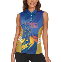 Custom Mumbai India Cricket Women Sleeveless Polo Shirt Go Champions