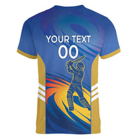 Custom Mumbai India Cricket Women V-Neck T-Shirt Go Champions