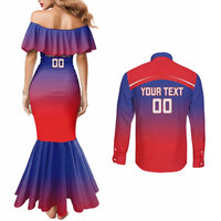 Custom Bengaluru India Cricket Couples Matching Mermaid Dress and Long Sleeve Button Shirt Go Champions