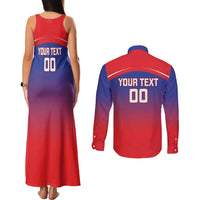 Custom Bengaluru India Cricket Couples Matching Tank Maxi Dress and Long Sleeve Button Shirt Go Champions