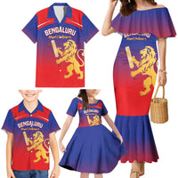 Custom Bengaluru India Cricket Family Matching Mermaid Dress and Hawaiian Shirt Go Champions