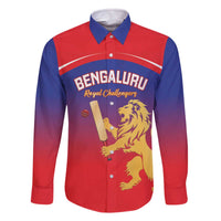 Custom Bengaluru India Cricket Family Matching Off The Shoulder Long Sleeve Dress and Hawaiian Shirt Go Champions