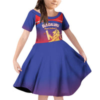 Custom Bengaluru India Cricket Family Matching Off Shoulder Short Dress and Hawaiian Shirt Go Champions