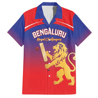 Custom Bengaluru India Cricket Family Matching Off Shoulder Short Dress and Hawaiian Shirt Go Champions