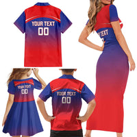 Custom Bengaluru India Cricket Family Matching Short Sleeve Bodycon Dress and Hawaiian Shirt Go Champions