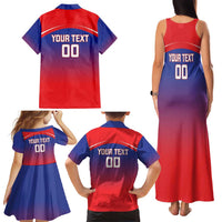 Custom Bengaluru India Cricket Family Matching Tank Maxi Dress and Hawaiian Shirt Go Champions