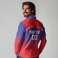 Custom Bengaluru India Cricket Long Sleeve Polo Shirt Go Champions