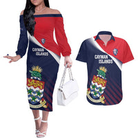 Custom Cayman Islands Cricket Couples Matching Off The Shoulder Long Sleeve Dress and Hawaiian Shirt 2025 Sporty Style