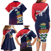 Custom Cayman Islands Cricket Family Matching Long Sleeve Bodycon Dress and Hawaiian Shirt 2025 Sporty Style