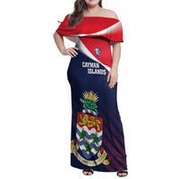 Custom Cayman Islands Cricket Family Matching Off Shoulder Maxi Dress and Hawaiian Shirt 2025 Sporty Style