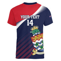 Custom Cayman Islands Cricket Women V-Neck T-Shirt 2025 Sporty Style