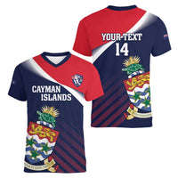 Custom Cayman Islands Cricket Women V-Neck T-Shirt 2025 Sporty Style