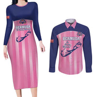 Custom Bermuda Cricket Couples Matching Long Sleeve Bodycon Dress and Long Sleeve Button Shirt Go Gombey Warriors