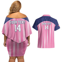 Custom Bermuda Cricket Couples Matching Off Shoulder Short Dress and Hawaiian Shirt Go Gombey Warriors