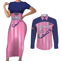 Custom Bermuda Cricket Couples Matching Short Sleeve Bodycon Dress and Long Sleeve Button Shirt Go Gombey Warriors