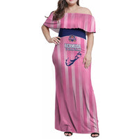 Custom Bermuda Cricket Family Matching Off Shoulder Maxi Dress and Hawaiian Shirt Go Gombey Warriors