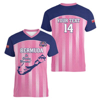 Custom Bermuda Cricket Women V-Neck T-Shirt Go Gombey Warriors