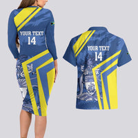 Custom The Bahamas Cricket Couples Matching Long Sleeve Bodycon Dress and Hawaiian Shirt Come On Bahamian