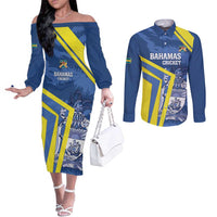 Custom The Bahamas Cricket Couples Matching Off The Shoulder Long Sleeve Dress and Long Sleeve Button Shirt Come On Bahamian