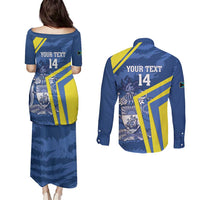 Custom The Bahamas Cricket Couples Matching Puletasi and Long Sleeve Button Shirt Come On Bahamian