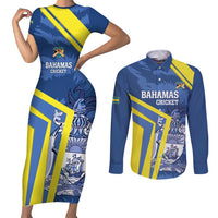 Custom The Bahamas Cricket Couples Matching Short Sleeve Bodycon Dress and Long Sleeve Button Shirt Come On Bahamian