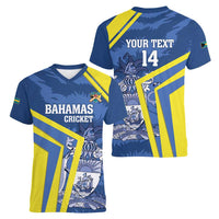 Custom The Bahamas Cricket Women V-Neck T-Shirt Come On Bahamian