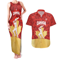 Custom Canada Cricket Couples Matching Tank Maxi Dress and Hawaiian Shirt Come On Maple Leaf