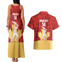 Custom Canada Cricket Couples Matching Tank Maxi Dress and Hawaiian Shirt Come On Maple Leaf