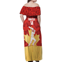 Custom Canada Cricket Family Matching Off Shoulder Maxi Dress and Hawaiian Shirt Come On Maple Leaf