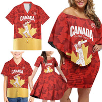 Custom Canada Cricket Family Matching Off Shoulder Short Dress and Hawaiian Shirt Come On Maple Leaf