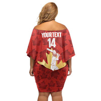 Custom Canada Cricket Family Matching Off Shoulder Short Dress and Hawaiian Shirt Come On Maple Leaf