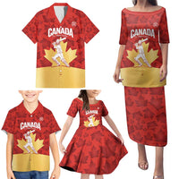 Custom Canada Cricket Family Matching Puletasi and Hawaiian Shirt Come On Maple Leaf