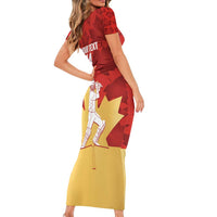 Custom Canada Cricket Family Matching Short Sleeve Bodycon Dress and Hawaiian Shirt Come On Maple Leaf